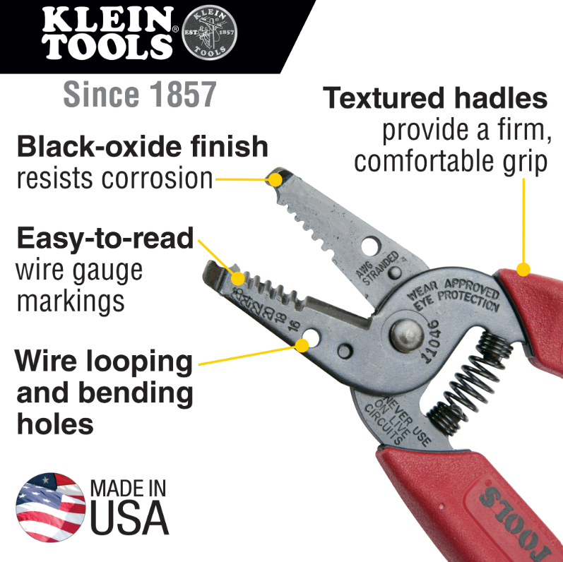 Klein Tools 11046 Wire Stripper/Cutter 16-26 AWG Stranded