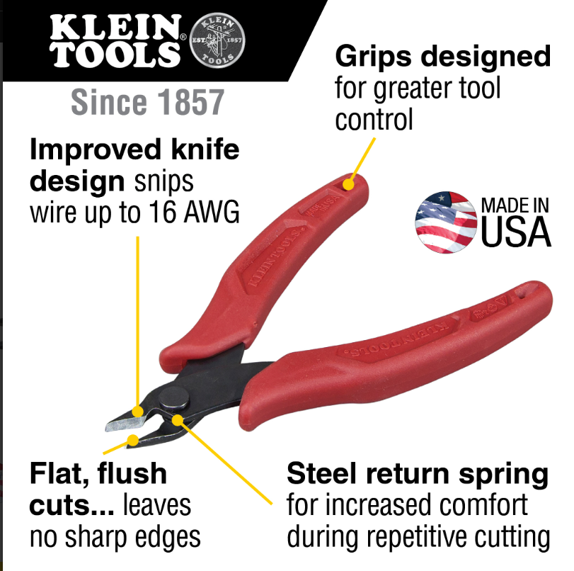 Klein Tools D275-5 Diagonal Cutting Pliers, Flush Cutter, Lightweight, 5"