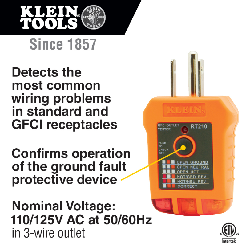 Klein Tools RT210 GFCI Outlet Tester