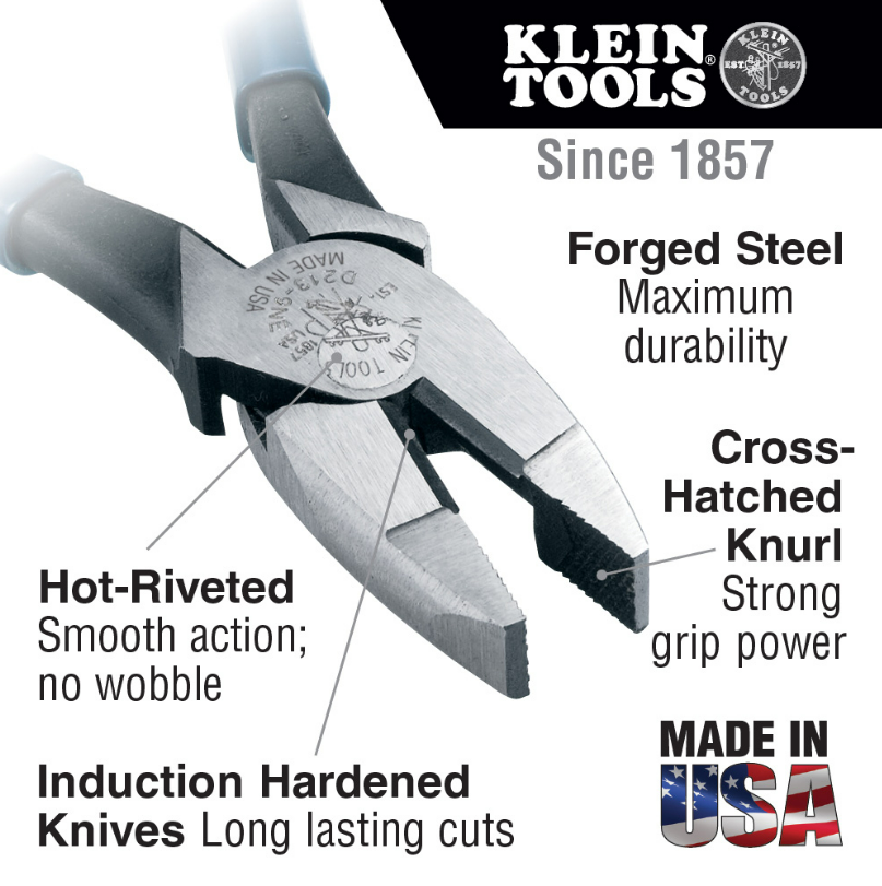 Klein Tools D2000-9NE Lineman's Pliers, 9"