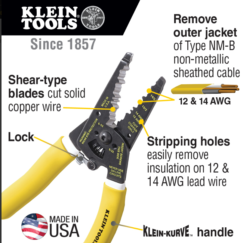 Klein Tools K1412 Kurve Dual NM Cable Stripper/Cutter