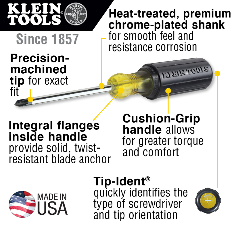 Klein Tools 85076 Screwdriver Set, Slotted and Phillips, 7-Pcs.