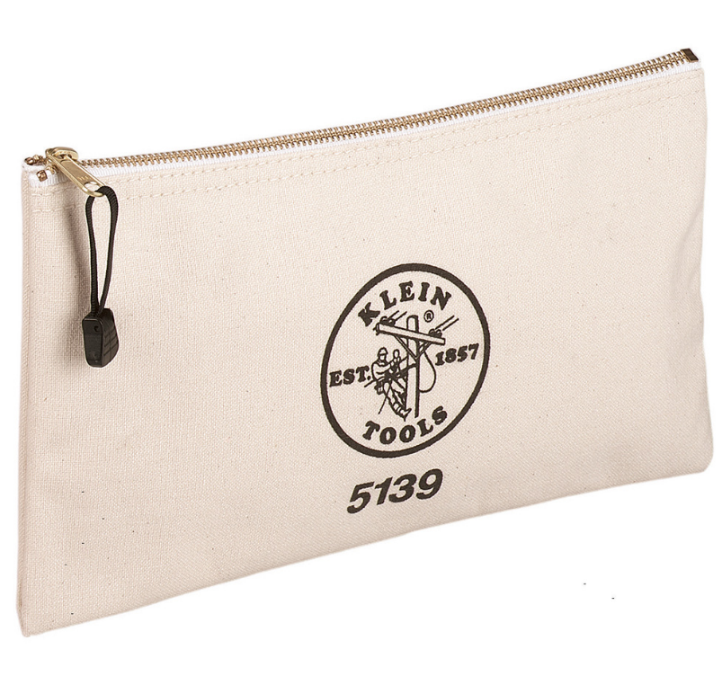 Klein Tools 5139 Zipper Bag, Canvas Tool Pouch to 12.5 x 7 x 0.7"