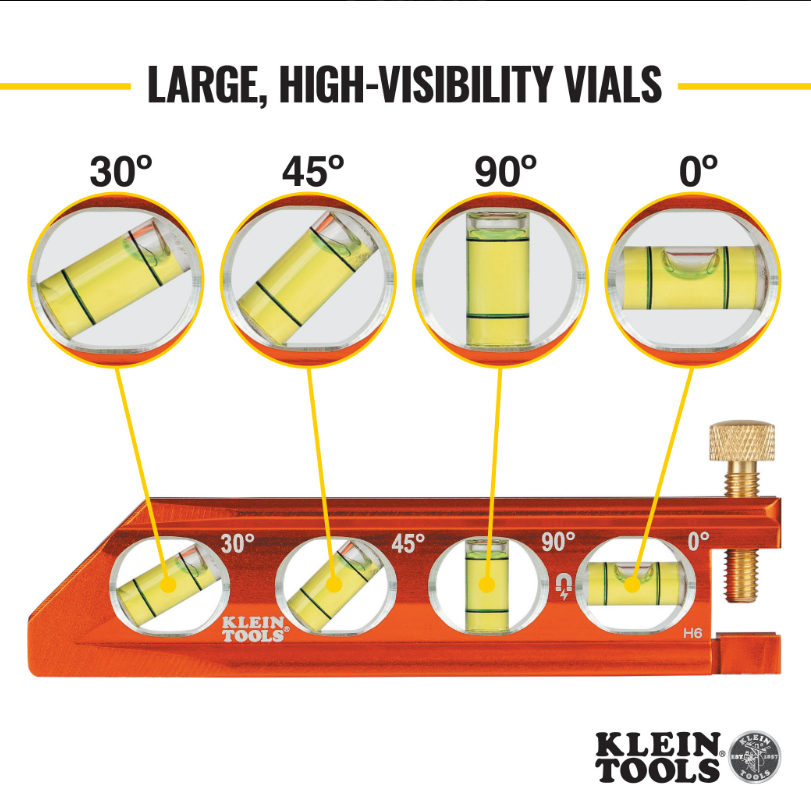Klein Tools 935AB4V ACCU-BEND Level, 4 Vial