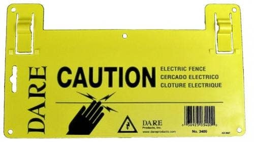 Dare 3400 Electric Fence Warnin Sign, 5 1/2" x 9", Yellow