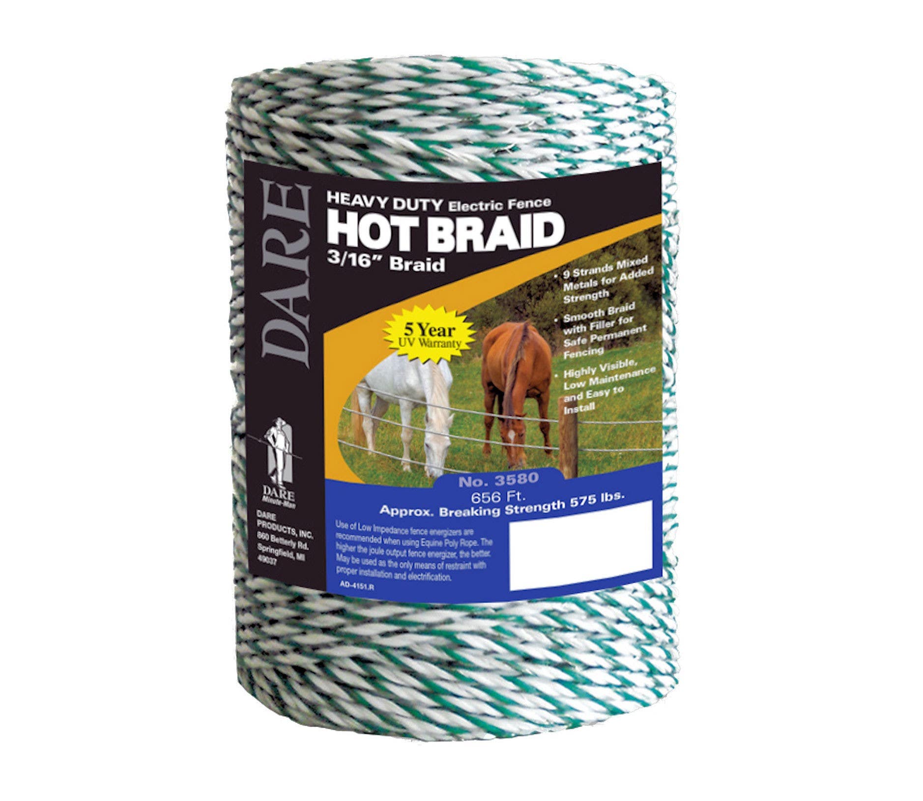 Dare 3580 Hot Braid Poly Rope for Equine Fencing