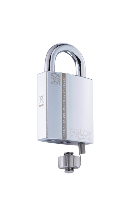 Abloy Sentry PLLW340 Cliq Padlock, Super Weather Proof w/o Keys, Steel, Finish-Chrome
