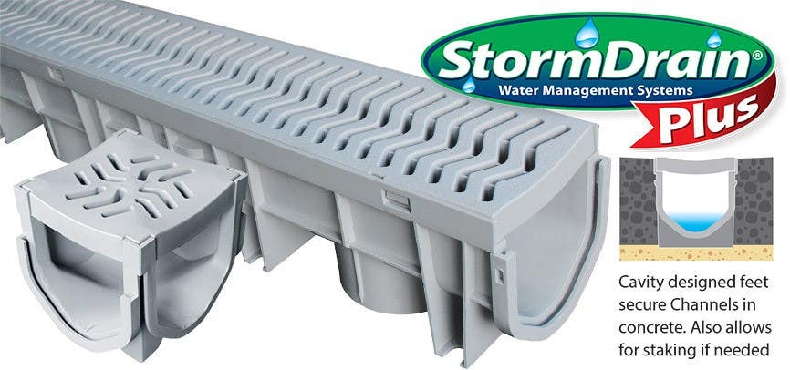 Fernco FSDP-CHGG Storm Drain Channel with Grate, Grey, 39.5"