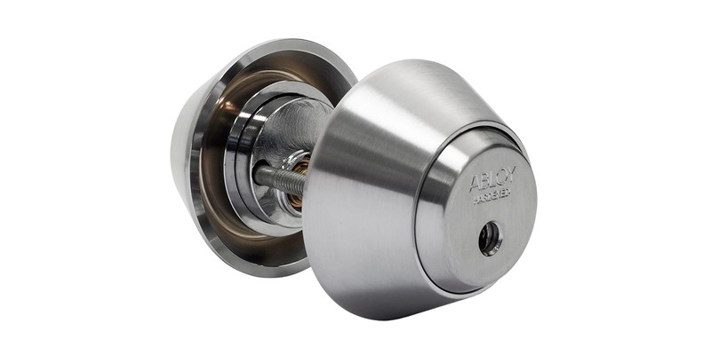 Abloy Sentry CYL411 Cliq Double Cylinder w/o Keys & Bolt (One Side Cliq - One Side Mechanical), Brushed Chrome