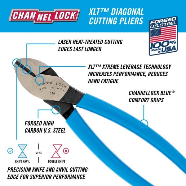 Channellock 338 8" Diagonal  Cutting Plier