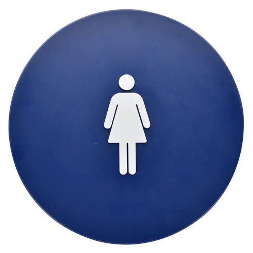 Hillman 844605 Blue Circle Women Restroom Sign, 12"