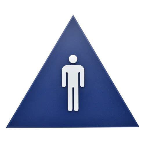 Hillman 844606 Blue Triangle Men Restroom Sign, (12" X 10")