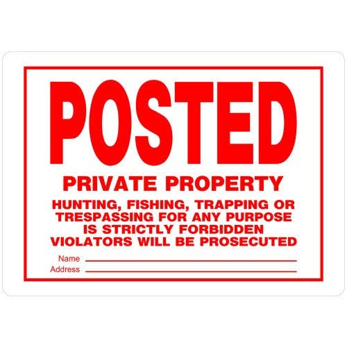 Hillman 840159 Posted Private Property Sign, (10" X 14")