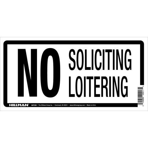 Hillman 847338 No Soliciting Sign, (5" X 10")