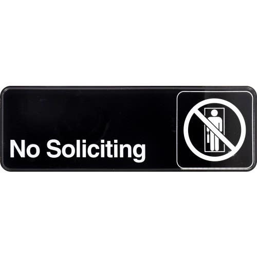 Hillman 848635 Adhesive No Soliciting Sign, (3" X 9")