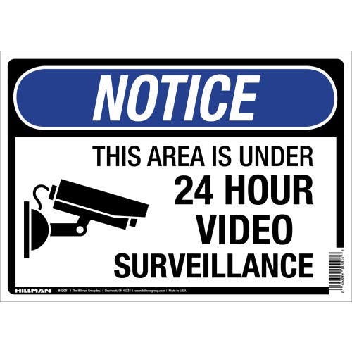 Hillman 842051 Under Surveillance Sign, (10" X 14")