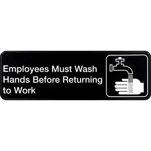 Hillman 842572 Adhesive Employee Must Wash Hands Sign, (3" X 9")