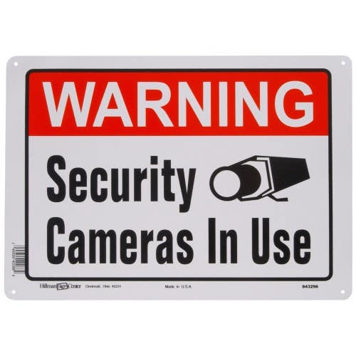 Hillman 843296 Warning Security Camera In Use Sign, (10" X 14")