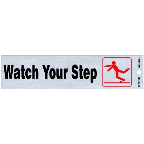 Hillman 845623 Adhesive Watch your Step Sign, (2" X 8")