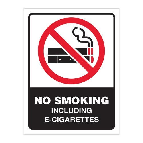 Hillman 843376 No Smoking or E-CIGS Sign With Symble, (4" X 6")