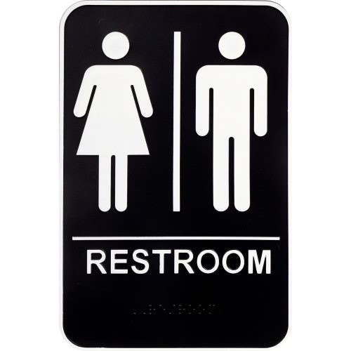 Hillman 844149 Unisex Restroom Sign With Braille, (6" X 9")