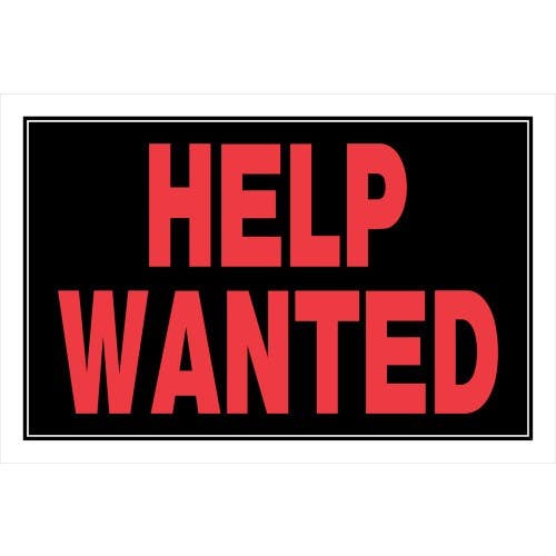 Hillman 839894 Help Wanted Sign Black And Red, (8" X 12")