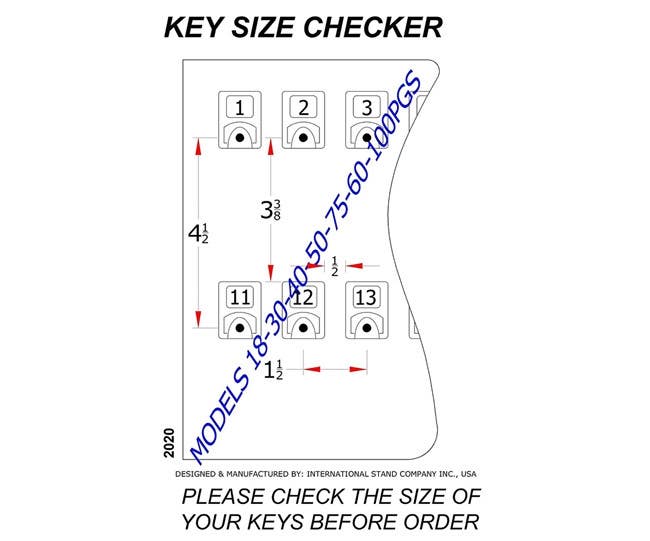 KeyStand 75PGS Key Rack with 75 Numbered Hooks