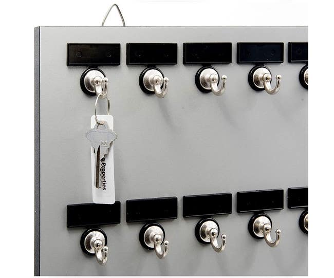 KeyStand 55MGN Key Rack Extra Space 55 Bolted Metal Hooks with 'Customize Name Plate', (60 Set of Tag & Ring Included)