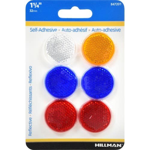 Hillman 847201 Adhesive Mini Reflectors, (1-1/4") 6 Pack