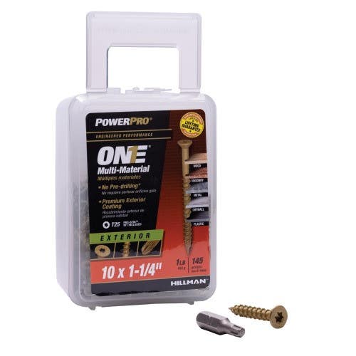 Hillman 116840 One Flat Exterior Bronze Multi Material Screws, (10 X 1-1/4") 145 Pack