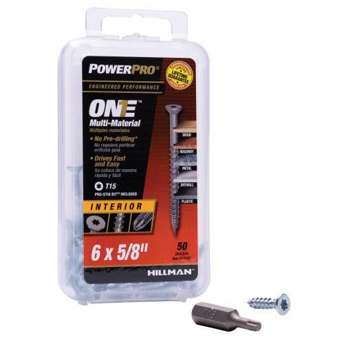 Hillman 11670 One Flat Zinc Interior Multi Material Screws, (6) 50 Pack
