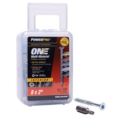 Hillman 116763 One Flat Zinc Interior Multi Material Screws, (8 X 2") 122 Pack