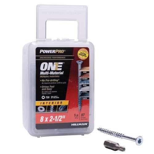Hillman 116764 One Flat Zinc Interior Multi Material Screws, (8 X 2-1/2") 97 Pack
