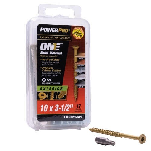Hillman 116805 One Flat Exterior Bronze Multi Material Screws, (10 X 3-1/2") 12 Pack