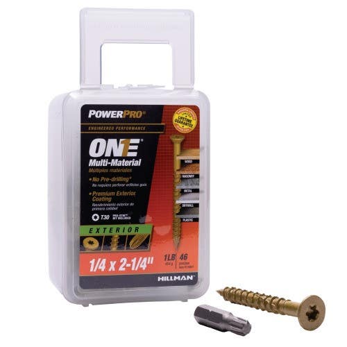 Hillman 116857 One Flat Exterior Bronze Multi Material Screws, (1/4" X 2-1/2") 46 Pack