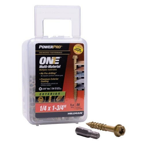 Hillman 116903 One Hex Washer Head Bronze Exterior Multi Material Screws, (1/4" X 1-3/4") 56 Pack