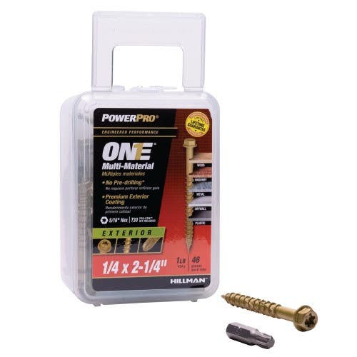 Hillman 116905 One Hex Washer Head Bronze Exterior Multi Material Screws, (1/4" X 2-1/4") 46 Pack