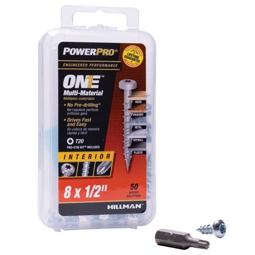 Hillman 11693 One Pan Head Zinc Interior Multi Material Screw, (1/2") 50 Pack