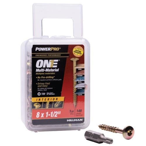 Hillman 116957 One Wafer Head Yellow Zinc Interior Multi Material Screw, (8 X 1-1/2") 149 Pack