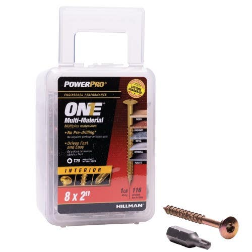 Hillman 116959 One Wafer Head Yellow Zinc Interior Multi Material Screw, (8 X 2") 116 Pack