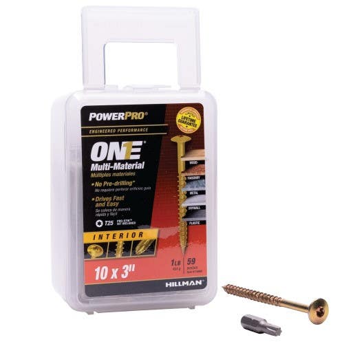 Hillman 116968 One Wafer Head Yellow Zinc Interior Multi Material Screw, (10 X 3") 59 Pack