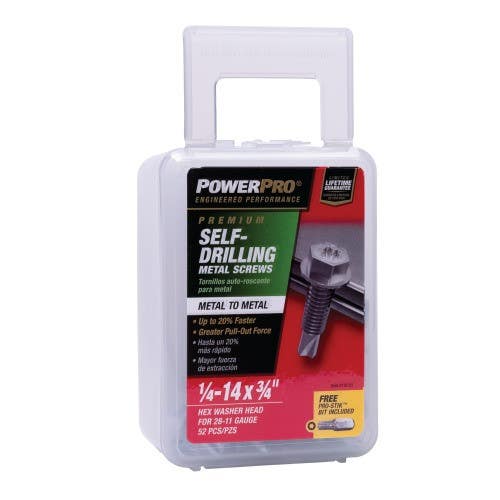 Hillman 116131 Premium Star Drive Hex Washer Sheet Metal Screw, (1/4"-14 X 1-1/4") 52 Pack