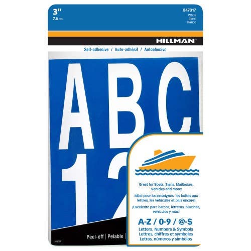 Hillman 847017 Adhesive Letter And Number Pack White, (3")