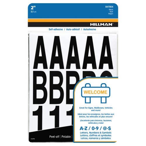 Hillman 8470 Adhesive Letter And Number Pack Black