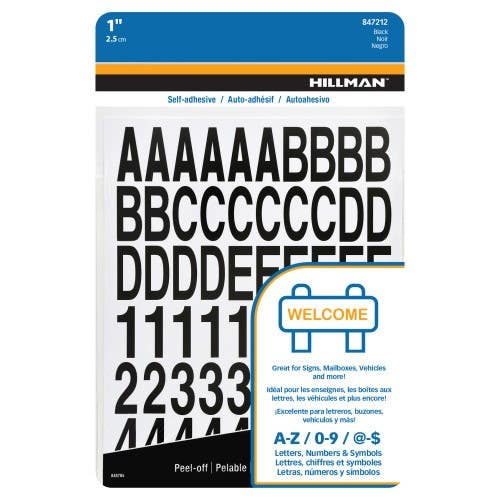 Hillman 847212 Adhesive House Letter And Number Pack Black (1")
