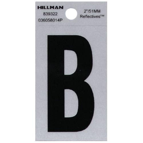 Hillman 8393 Adhesive Letter Black and Silver Reflective (2")