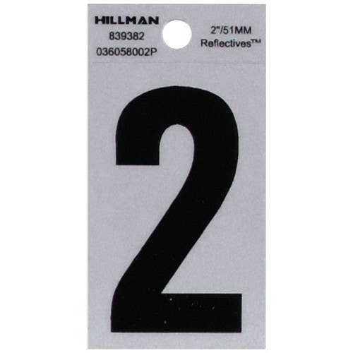 Hillman 8393 Adhesive House Number Black and Silver Reflective (2")