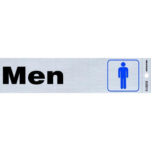 Hillman 839816 Mens Restroom Sign (2" X 8")