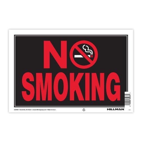 Hillman 839896 No Smoking Sign with Symbol (8" X 12")