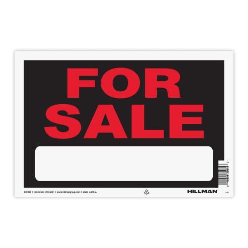 Hillman 839928 For Sale Sign Black and Red (8" X 12")